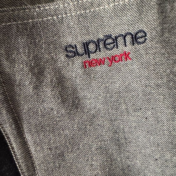 Supreme paneled stripe baggy jeans in rigid indigo - Picture 4 of 9